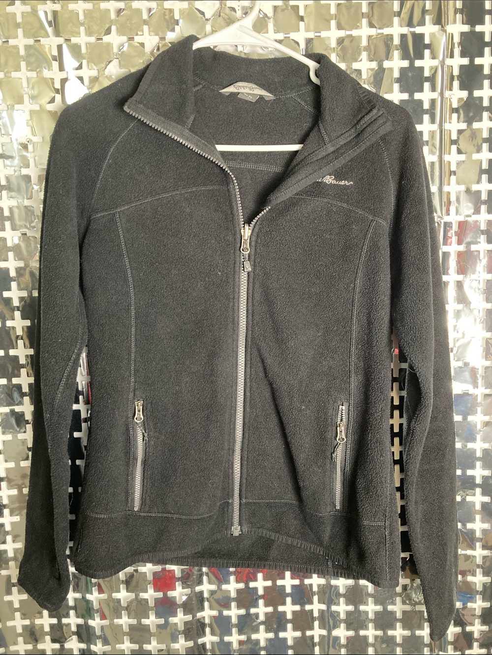 Eddie Bauer Black Full-Zip Teddy Fleece Jacket